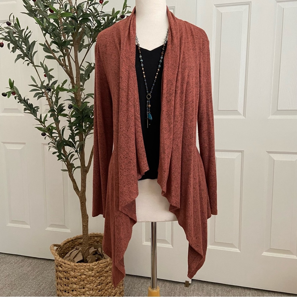 Soft Rust Open-Front Cardigan